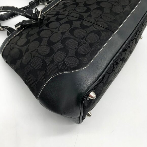 Coach Black Monogram Canvas Hampton Satchel Bag 6830 - Picture 9 of 11